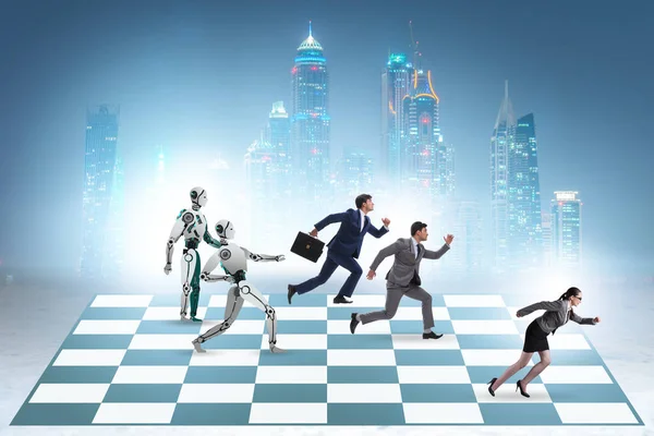 人間が演じるチェスの概念対ロボット — ストック写真
