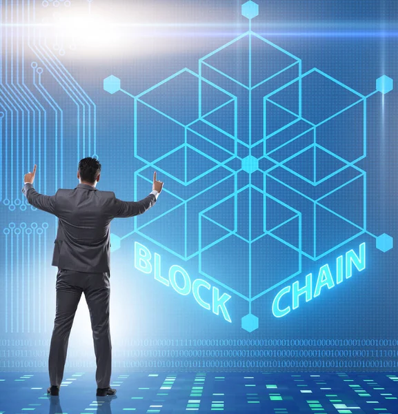 Young Businessman Innovative Blockchain Concept — Stock Photo, Image