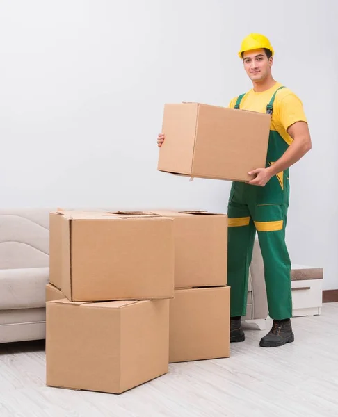 Transportation Worker Delivering Boxes House — Stock Photo, Image