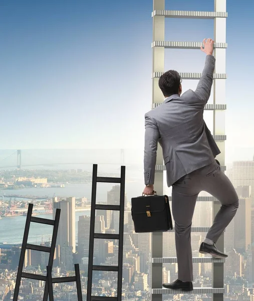 Career Concept Businessman Climbing Ladder — Stock Photo, Image