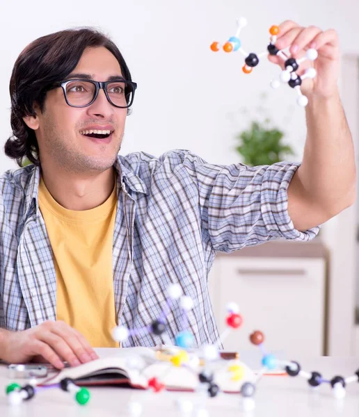 Young Student Physicist Preparing Exam Home — Stock Photo, Image
