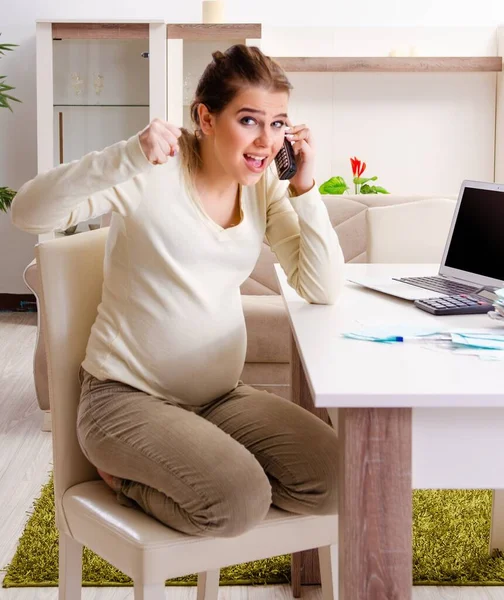 Young Pregnant Woman Budget Planning Concept — Stock Photo, Image