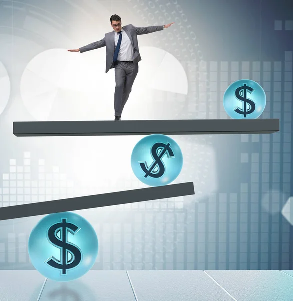 Businessman Balancing Financial Dollar Concept — Stock Photo, Image