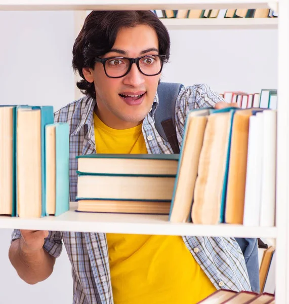 Male Student Preparing Exams Library — Stock Photo, Image