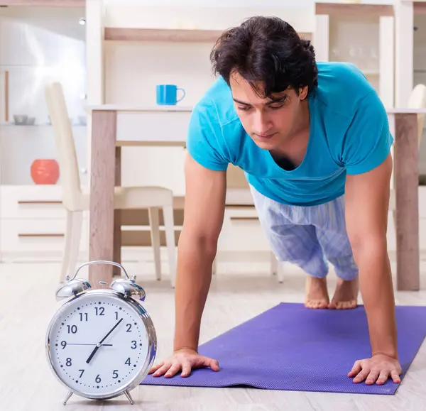 Young Handsome Man Doing Morning Exercises — Stockfoto