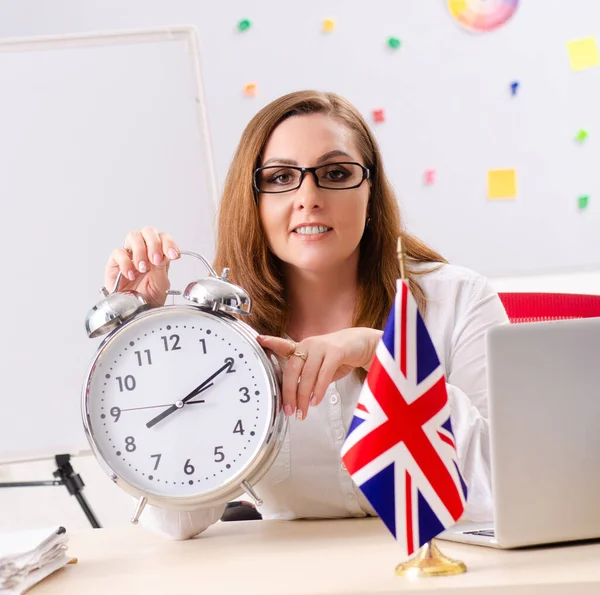 Vrouwelijke Engelse Taaldocent Time Management Concept — Stockfoto