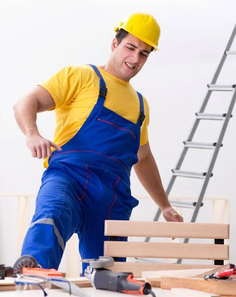 Floor Repairman Disappointed His Work — Stock Photo, Image