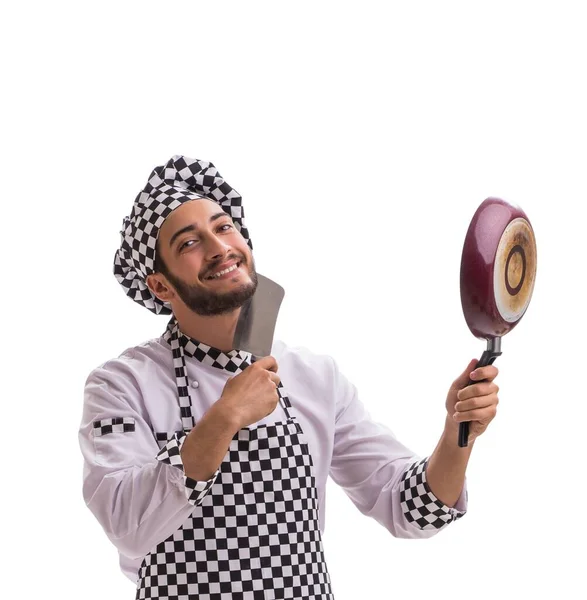 Чоловічий Кухар Ізольований Білому Тлі — стокове фото
