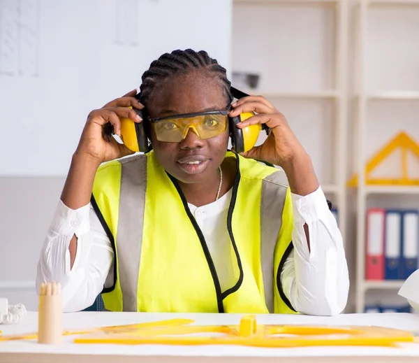Young Black Architect Working Project — Foto Stock