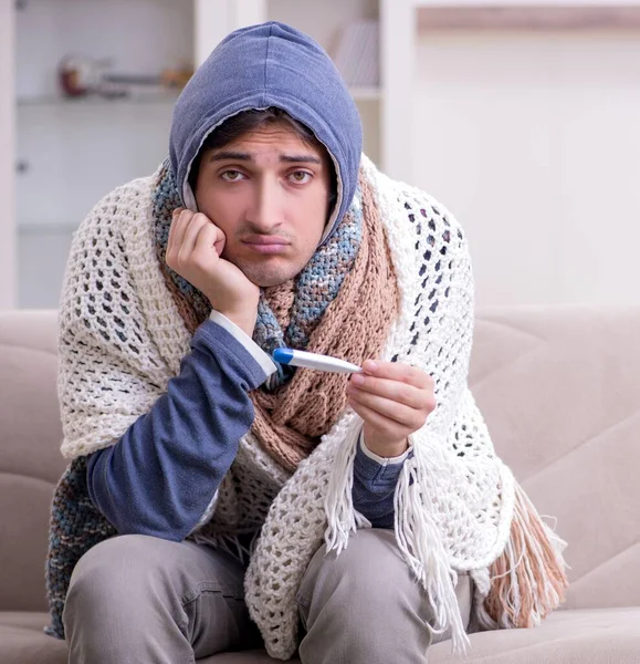 Young Man Suffering Home — Stock Photo, Image