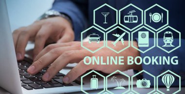 Seyahat için online rezervasyon kavramı