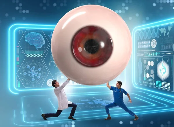 Doctor Examining Giant Eye Medical Concept — Stock Photo, Image