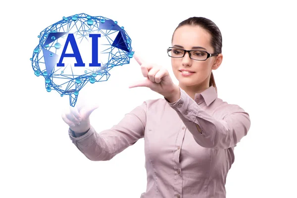 Concept Intelligent Artificiel Avec Femme Affaires — Photo