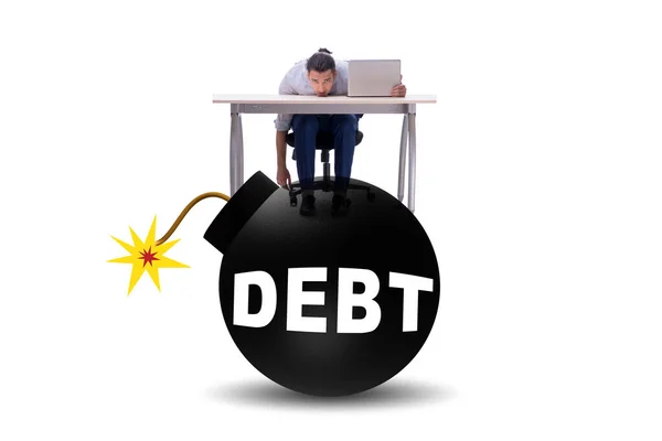 Debt Loan Concept Exploding Bomb — Stock Photo, Image
