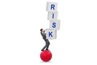 Risk management concept with the balancing businessman