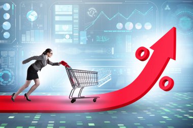 Yüksek market enflasyonu konsepti olan kadın.