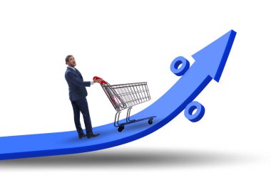 Yüksek market enflasyonu konsepti olan adam.