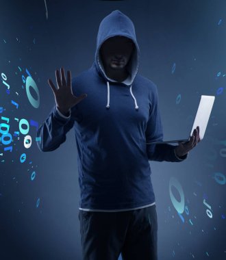Dijital güvenlik kavramındaki hacker.