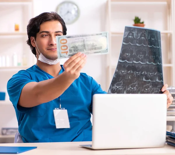 Young Handsome Doctor Radiologist Working Clinic — Stock Photo, Image