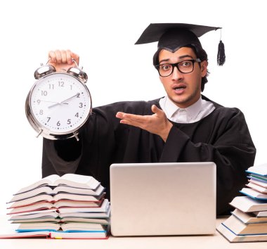 Beyaz tenli yakışıklı öğrenci.