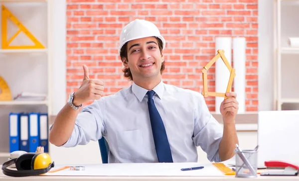 Construction Supervisor Working Blueprints — Stock Photo, Image