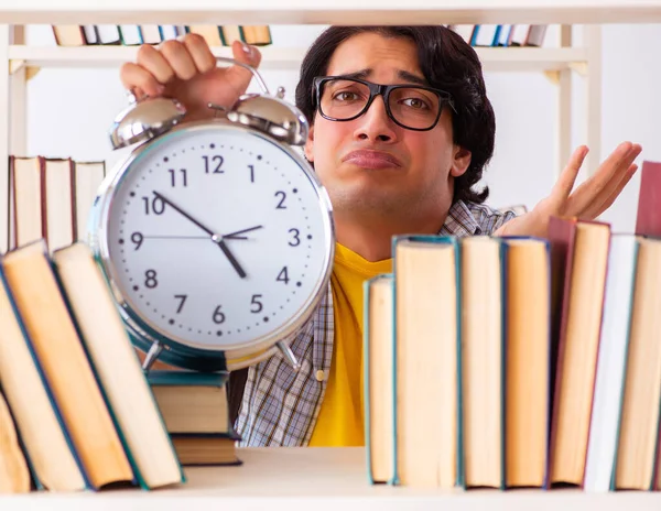 Male Student Preparing Exams Library — Stock Photo, Image