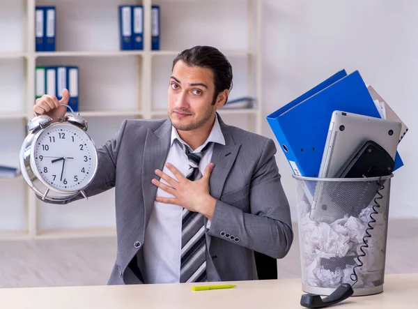 Fired Businessman Recycle Bin Time Management Concept — Stock Photo, Image