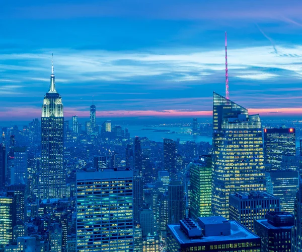 Der Blick Auf New York Manhattan Bei Sonnenuntergang — Stockfoto