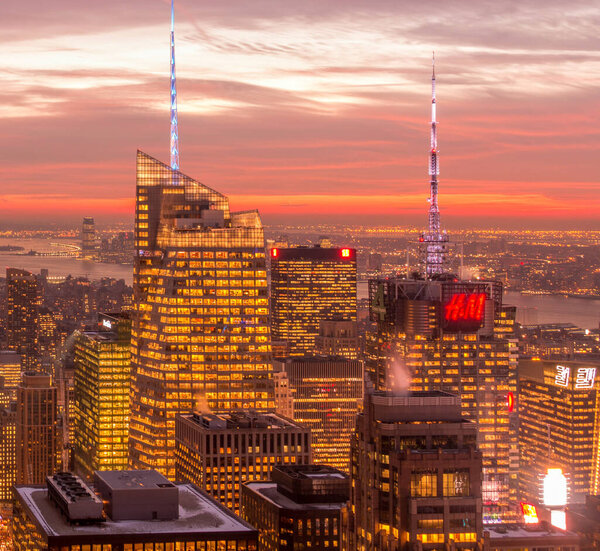 New York - DECEMBER 20 2013 View of Lower Manhattan on December 20 in New York USA. New York has one of the best night views