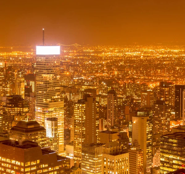 Der Blick Auf New York Manhattan Bei Sonnenuntergang — Stockfoto