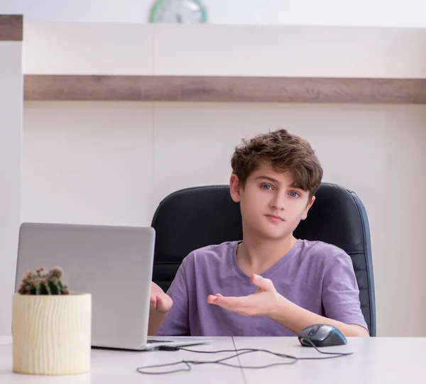 Boy Playing Computer Games Home — Stock Photo, Image