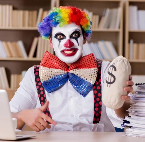 Clown Businessman Working Office — Stock Photo, Image