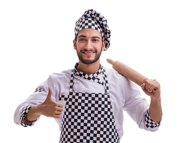 Cozinheiro Masculino Isolado Fundo Branco — Fotografia de Stock