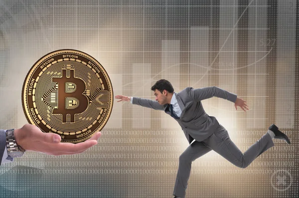 Businessman Bitcoin Price Increase Concept — Stock Photo, Image