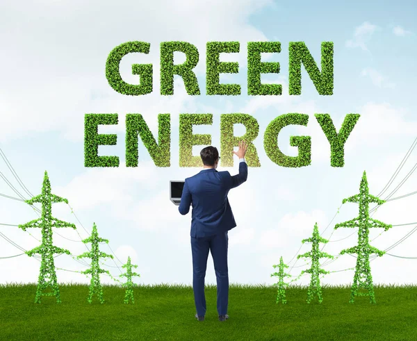 Yeşil Enerji Konseptinde Şadamı — Stok fotoğraf