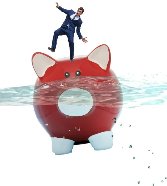 Biznesmen Koncepcji Zadłużenia Piggybank — Zdjęcie stockowe