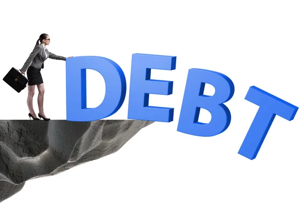 Концепция Долга Кредита Предпринимательницей — стоковое фото