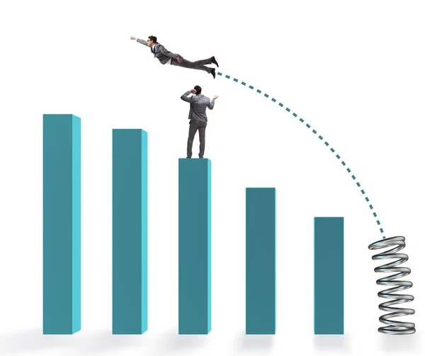 Businessman Outperforming His Competition Jumping — Stock Photo, Image