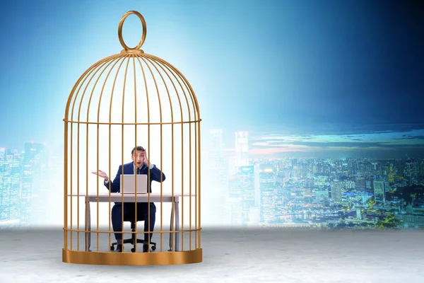 stock image Businessman caught in the cage in business concept
