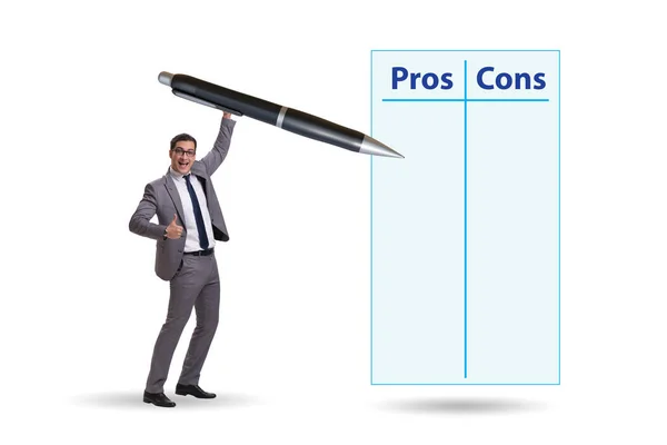 Concept of the choosing pros and cons
