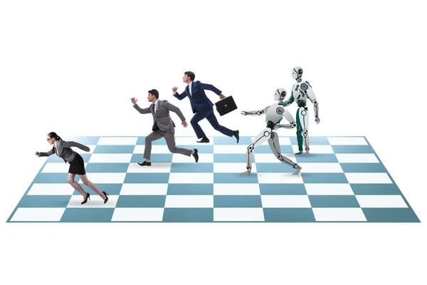 Concept of chess played by the humans versus robots