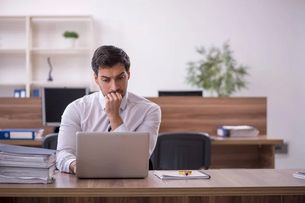 Young Businessman Employee Unhappy Excessive Work Office — Stock Photo, Image