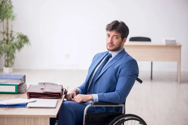 Young Businessman Employee Wheel Chair — Stockfoto