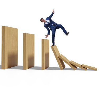 Domino etkisi kavramında iş adamı