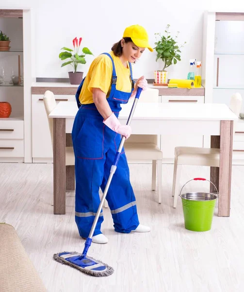 Die Alte Lohnunternehmerin Bei Der Hausarbeit — Stockfoto