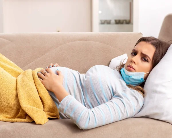 Embarazada Enferma Que Sufre Casa — Foto de Stock