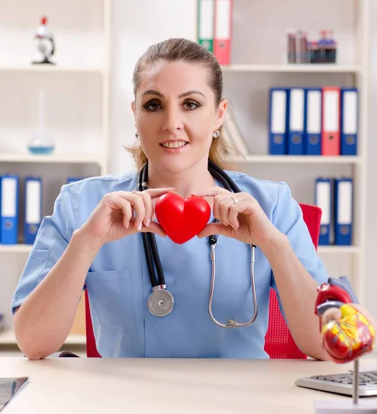 Doctora Cardióloga Que Trabaja Clínica —  Fotos de Stock