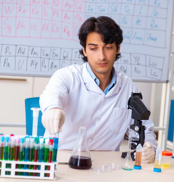 Laboratuvarda Çalışan Genç Kimyager — Stok fotoğraf