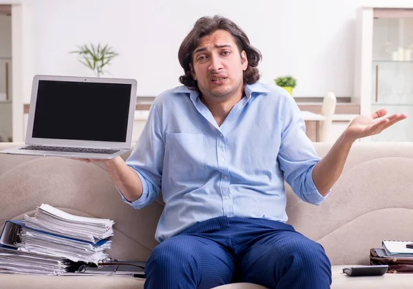 Young Male Employee Working Home — Stock Photo, Image