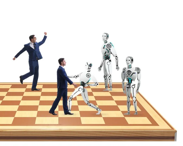 Concept Van Rivaliteit Tussen Robots Mens — Stockfoto